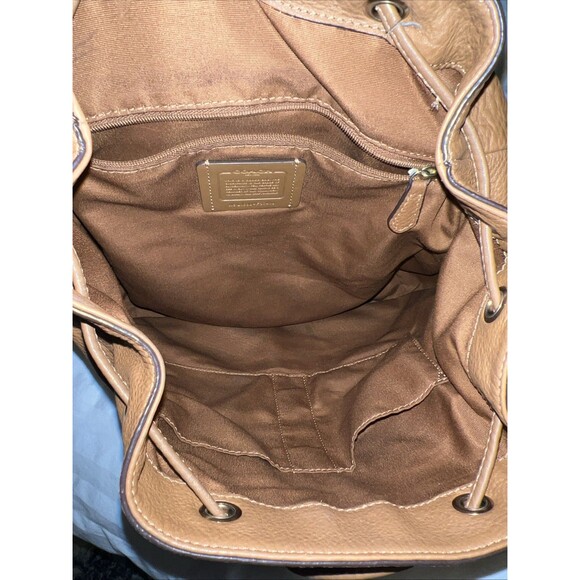 COACH F37410 Billy Brown Backpack Leather Gold Hardware Drawstring Backpack Bag - Picture 7 of 16